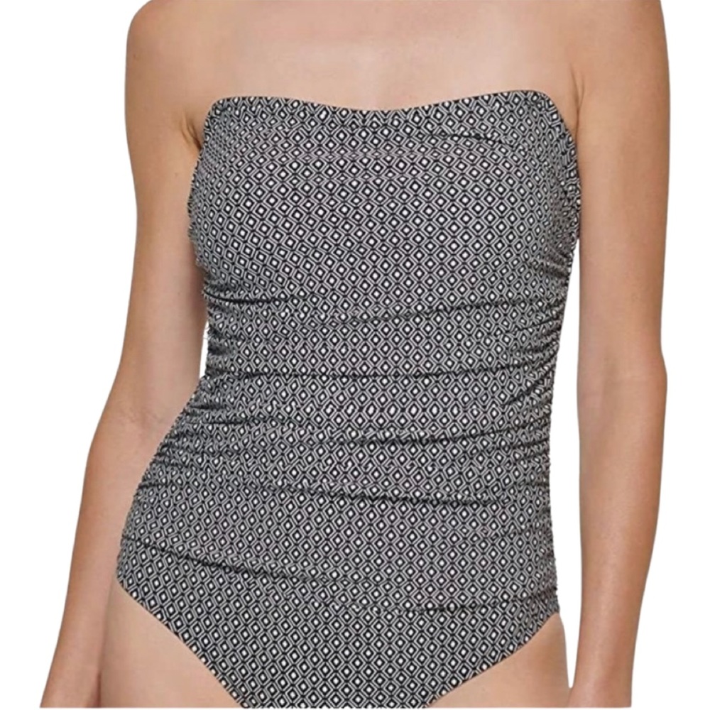DKNY Bandeau Maillot 1 Piece Swimsuit Size Large